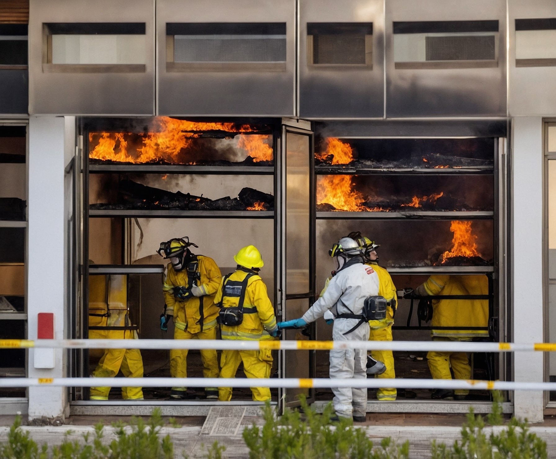 Evaluación de incendio en planta industrial.